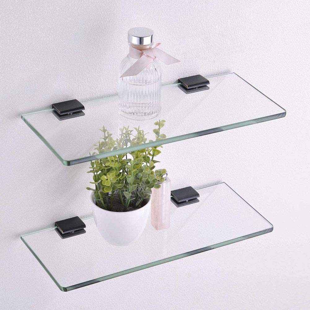 haowei 8 Pcs Black Square Glass Clip Clamp Holder Adjustable Space Aluminum Glass Brackets Flat Back Shelf Black for Balustrade Staircase Handrail Window Accessories (Suitable for 0.31"-0.39") — Amazon image 4