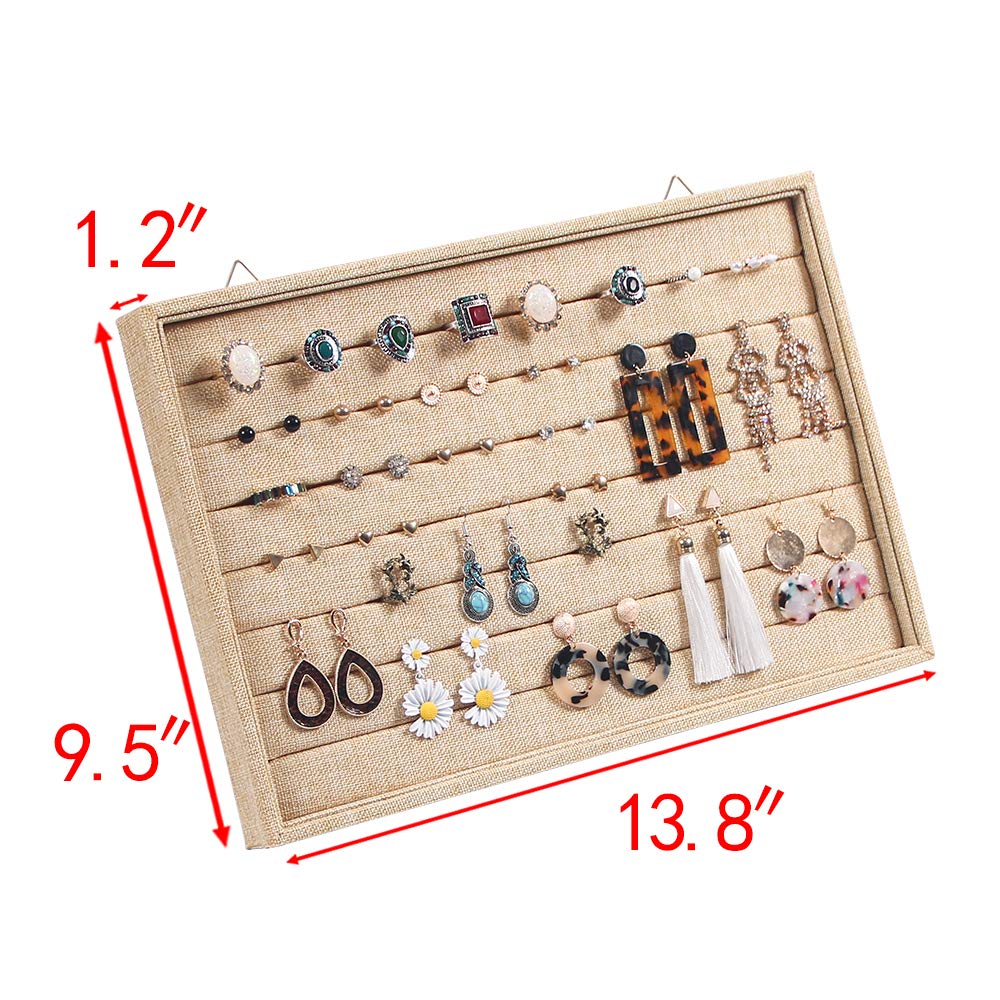 Soporte de pared para 7 ranuras para pendientes, bandeja de almacenamiento de joyas, organizador para cajón, organizador de pendientes (amarillo claro)