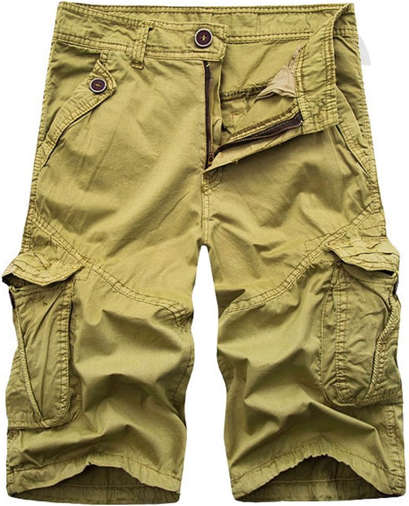 Men's Cargo Shorts Relaxed Fit with Multi Pockets (30, Khaki K)