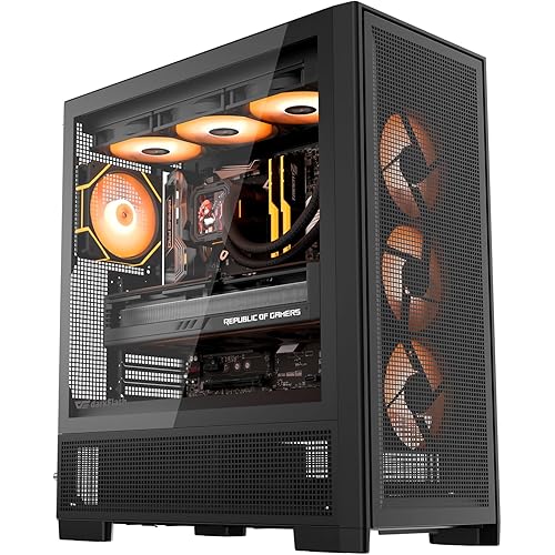 darkFlash AIR NOVA Full Tower E-ATX PC Case, Six-Sided Ventilated Gaming Case, Up to 420mm Radiator, Vertical GPU Mount, Back Connect, Type C, High Airflow, 7 x PWM ARGB Fans Included (Black)