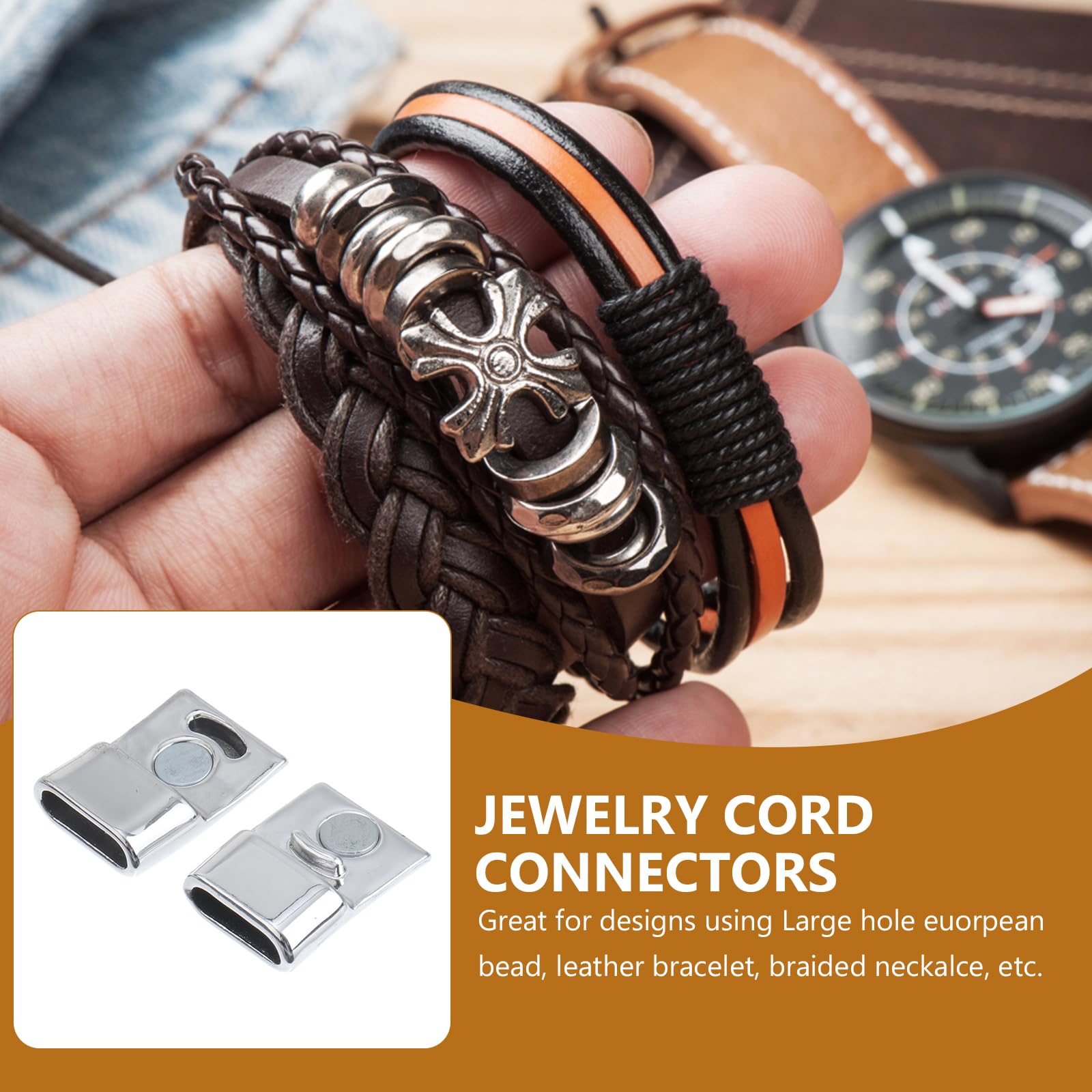 HEALLILY Magnetverschlüsse Für Lederschmuck in magnetverschlüssen magnetische endkappen schmuck schnurverschluss anschlüsse für DIY Armband Machen zubehör 20 stücke Schmuck Magnetverschlüsse