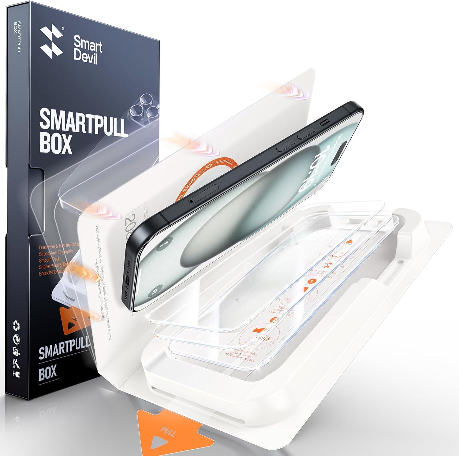 SMARTDEVIL 3 Pack Screen Protector for iPhone 16 (6.1 Inch) Tempered Glass, HD Clear Film, Easy Installation, Dust-Free Box iPhone 16 Clear