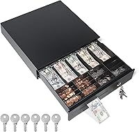 Vista 1 de Volcora Cajón electrónico de caja registradora para sistema de punto de venta (POS), 5 billetes/8 monedas, 16" con ranuras ajustables para monedas