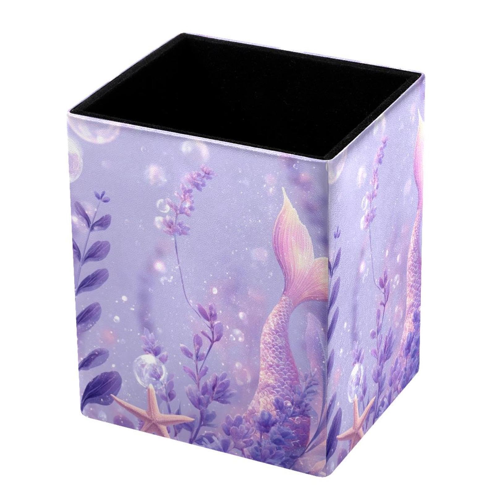 VAPOKF Pencil Holders for Desk, Mermaid Tail Printed Pen Holders Pen Pot Makeup Brushes Storage Desktop Stationery Supplies Organiser for Home Office