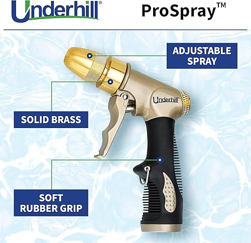Miniatura 2 de Underhill Cabezal rociador de boquilla para manguera de agua de jardín, entrada de rosca de 34 pulgadas, accesorio de chorro, metal resistente,