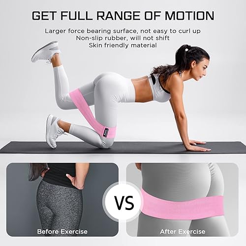 Miniatura 6 de 24 bandas de resistencia de tela para entrenar fuerza, bandas de ejercicio para mujeres y hombres, bucle de resistencia para piernas y glúteos,