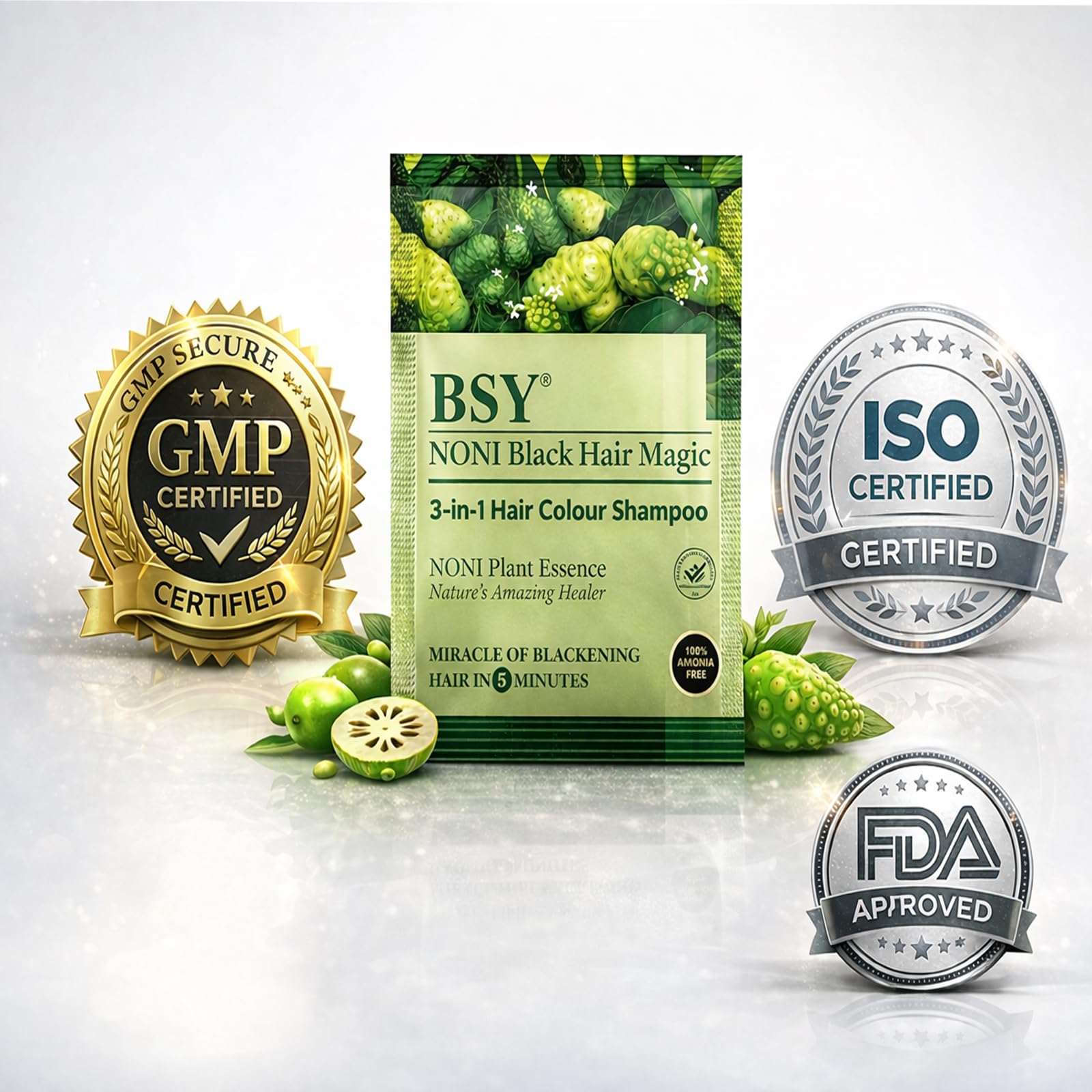 BSY Noni Black Hair Magic Shampoo, Noni Hair Color, Noni Hair Dye, Hair Dye, Hair Dye, szampon na bazie szamponu, farba do włosów, 10 minut, farba do włosów, bez amoniaku, 20 ml x 10