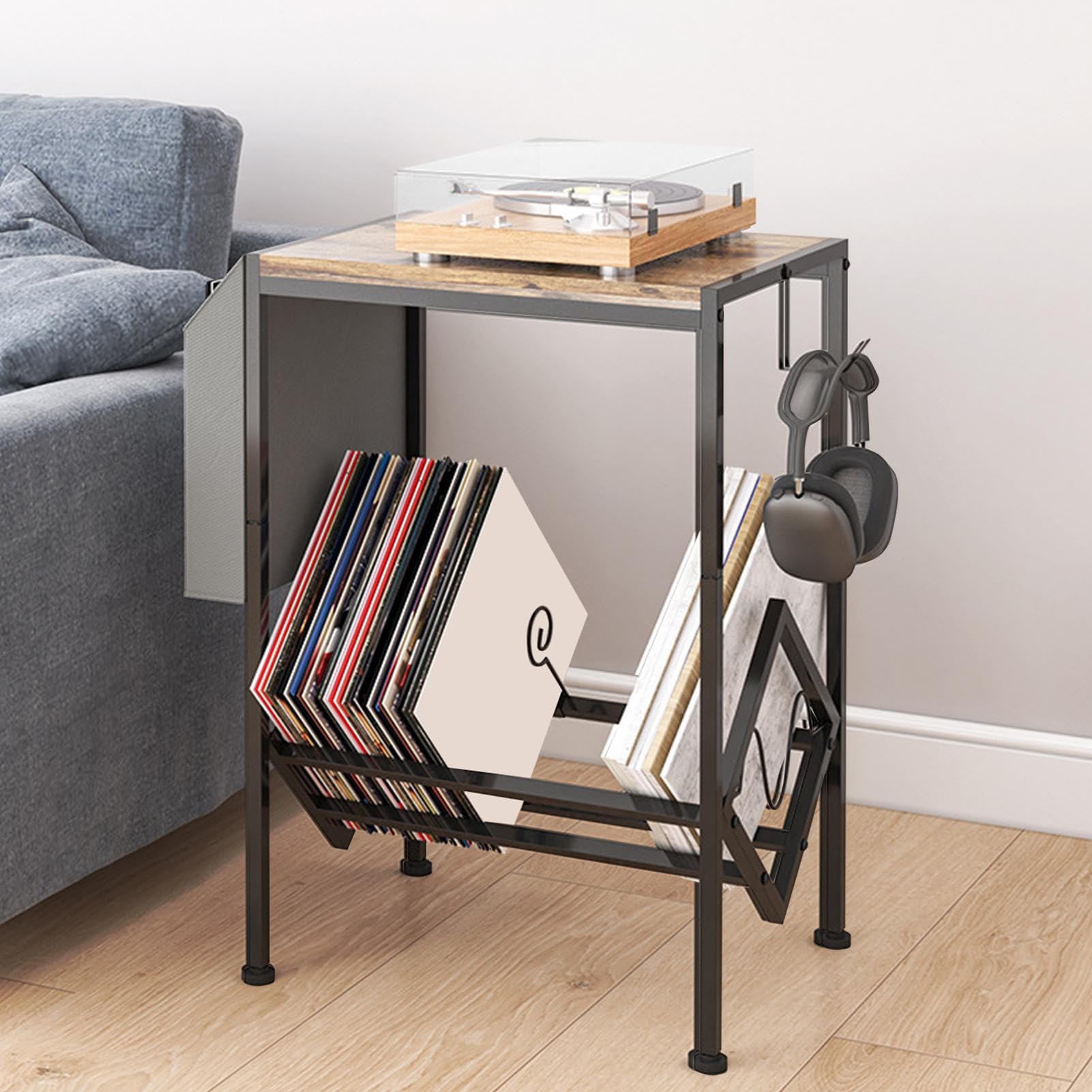 Generisch Armadietto per dischi in vinile, a 2 ripiani, per giradischi, accessorio per la casa, per soggiorno, studio, camera da , angolo, collezione di appartamenti