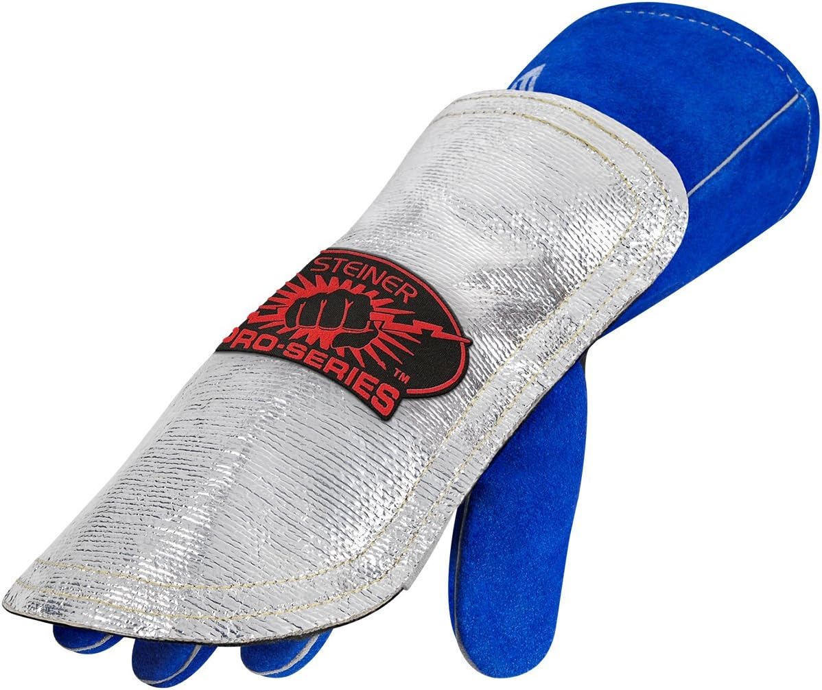 Steiner 15A82-10 Aluminized Fiberglass with Carbonized Fiber Glove Back-Hand Pad, Double Layer, Heavy Duty, 10" x 6.5",