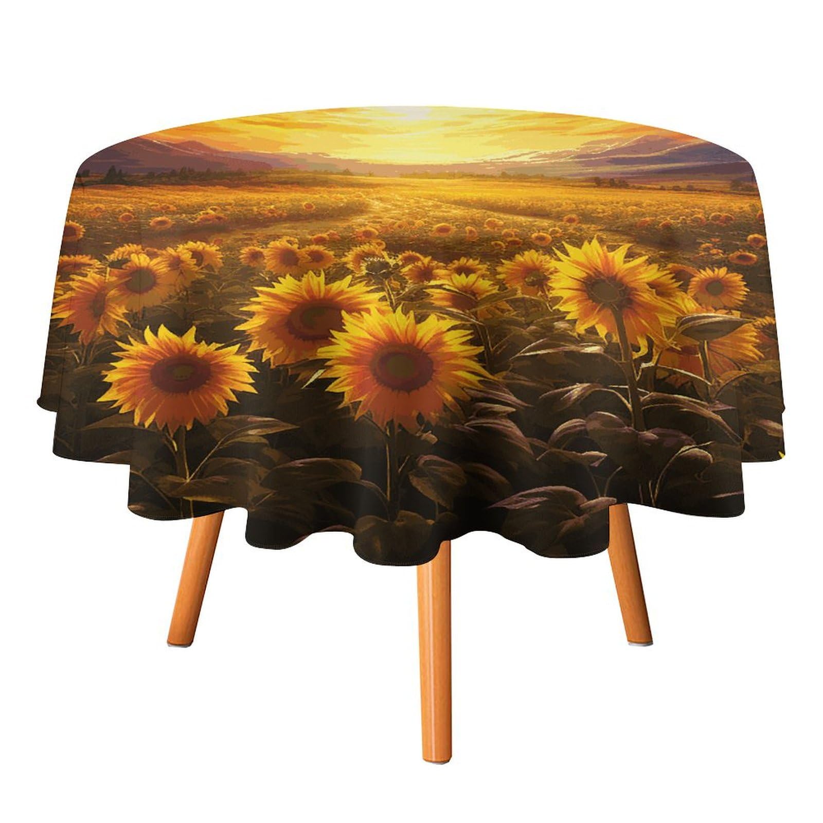 Nappe ronde motif tournesol pour repas de jardin et pique-nique