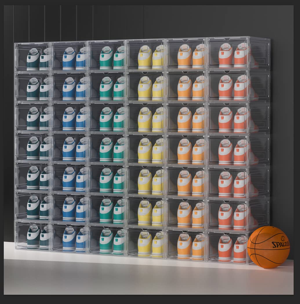 Shoe Storage, 6 Pack Shoe Organizer Clear Hard Plastic Shoe Box, Shoe