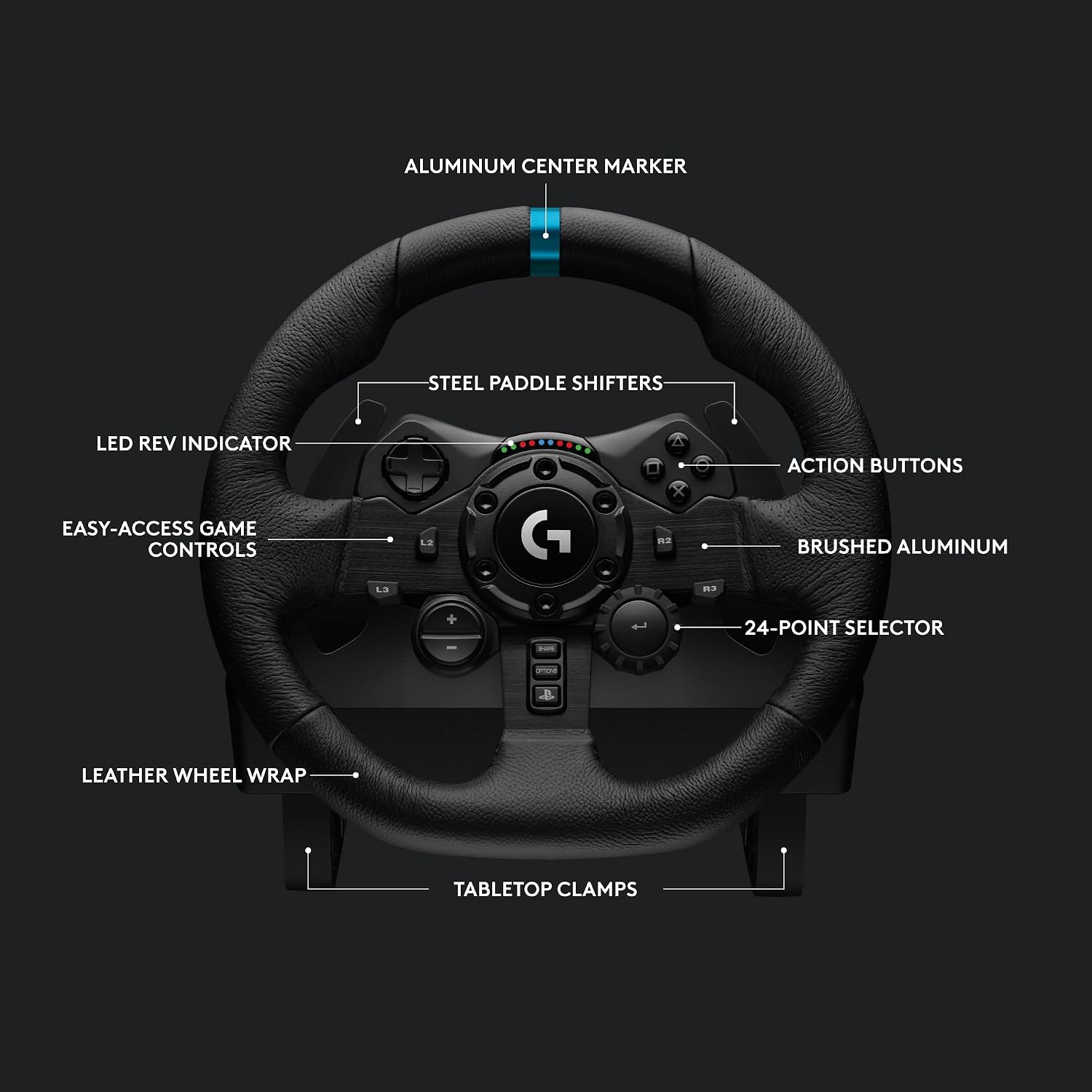 Logitech G923 Racing Wheel mounted to a desk