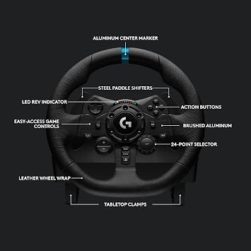 Logitech G923 Racing Wheel and Pedals, TRUEFORCE Force Feedback, Real Leather + ASTRO A10 Gen 2 Wired Headset - For PS5, PS4 and PC, Mac - Black