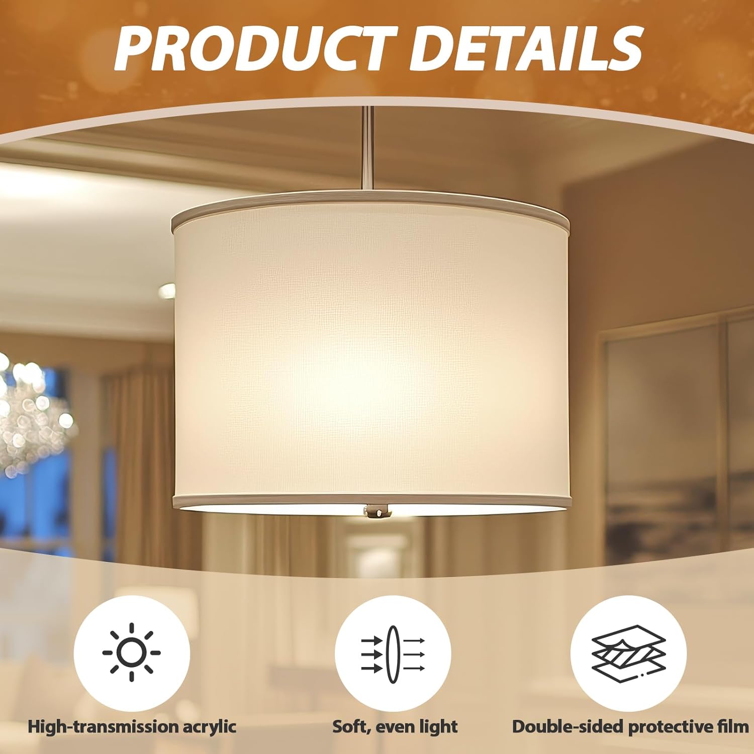 Retisee 2 Pcs Round Lamp Shade Diffuser 11.5" Diameter with 3/8" Center Hole White Acrylic Disc Lamp Diffuser for Drum Style Lampshades Pendants Softening Light, Fits 12-14" Openings
