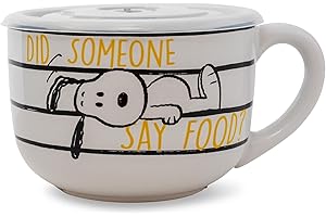 Snoopy and Woodstock Ceramic Soup Mug with Lid