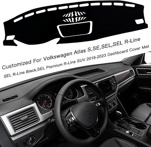 Miniatura 9 de Funda para salpicadero interior compatible con Volkswagen Atlas SUV S SE SEL y SEL Premium 2018-2023 protector de rayos UV (borde rojo)