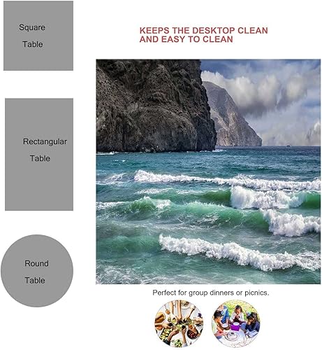 Vista 59 de Caves Beautiful Scenery Mantel Redondo para Mesa De 4 Sillas Decoración de mantel para exteriores para comedor, 60 x 60 pulgadas