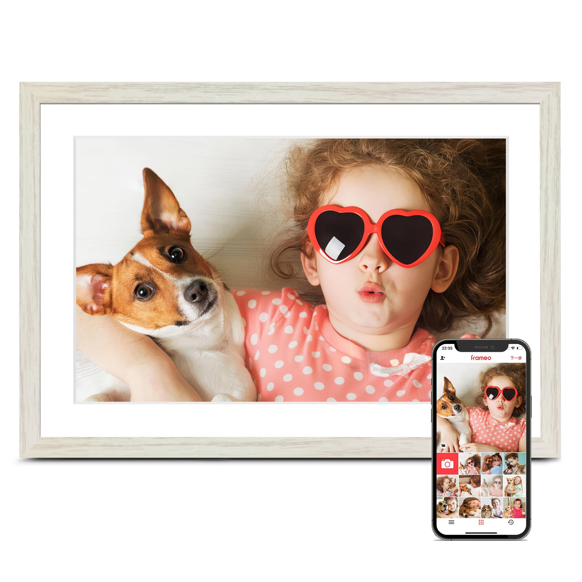 Frameo 10.1" Digital Picture Frame WiFi, Electronic Photo Frame, 32GB