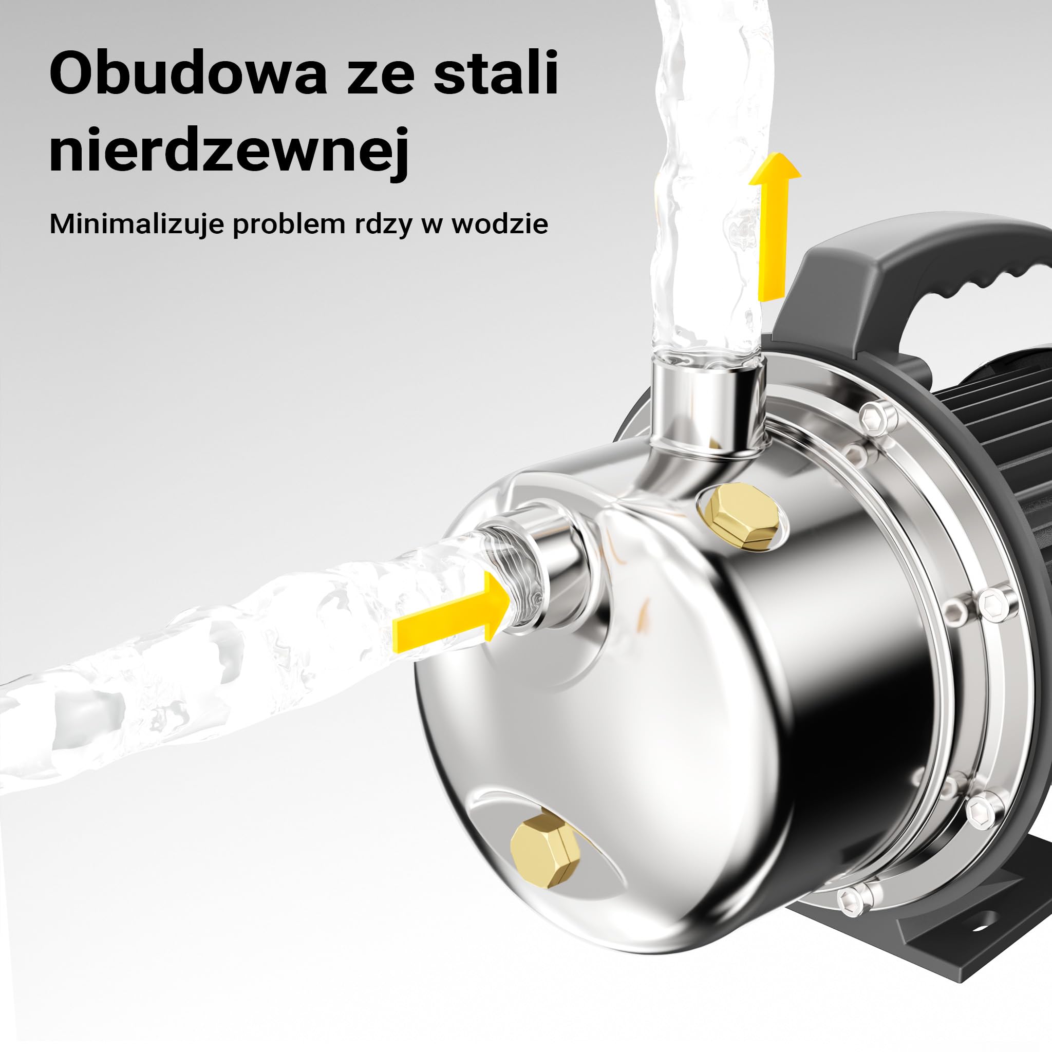 Wiltec Domowa stacja wodna JET110S 1100 W, 4600 l/h, przenośna pompa ogrodowa ze stali nierdzewnej, hydrofor, pompa elektryczna