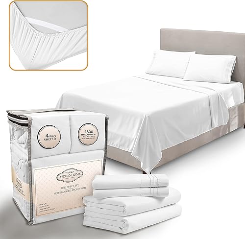 Abeero Home Juego de sábanas prémium tamaño California King, ropa de cama de hotel de lujo, sábanas refrescantes con correas elásticas en las Abeero Home Juego de sábanas prémium tamaño California King, ropa de cama de hotel de lujo, sábanas refrescantes con correas elásticas en las
