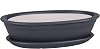 Bonsai Bowl Mini Tree Garden Ceramic Clay Flower Pot Saucer Black 6 Sizes (40)