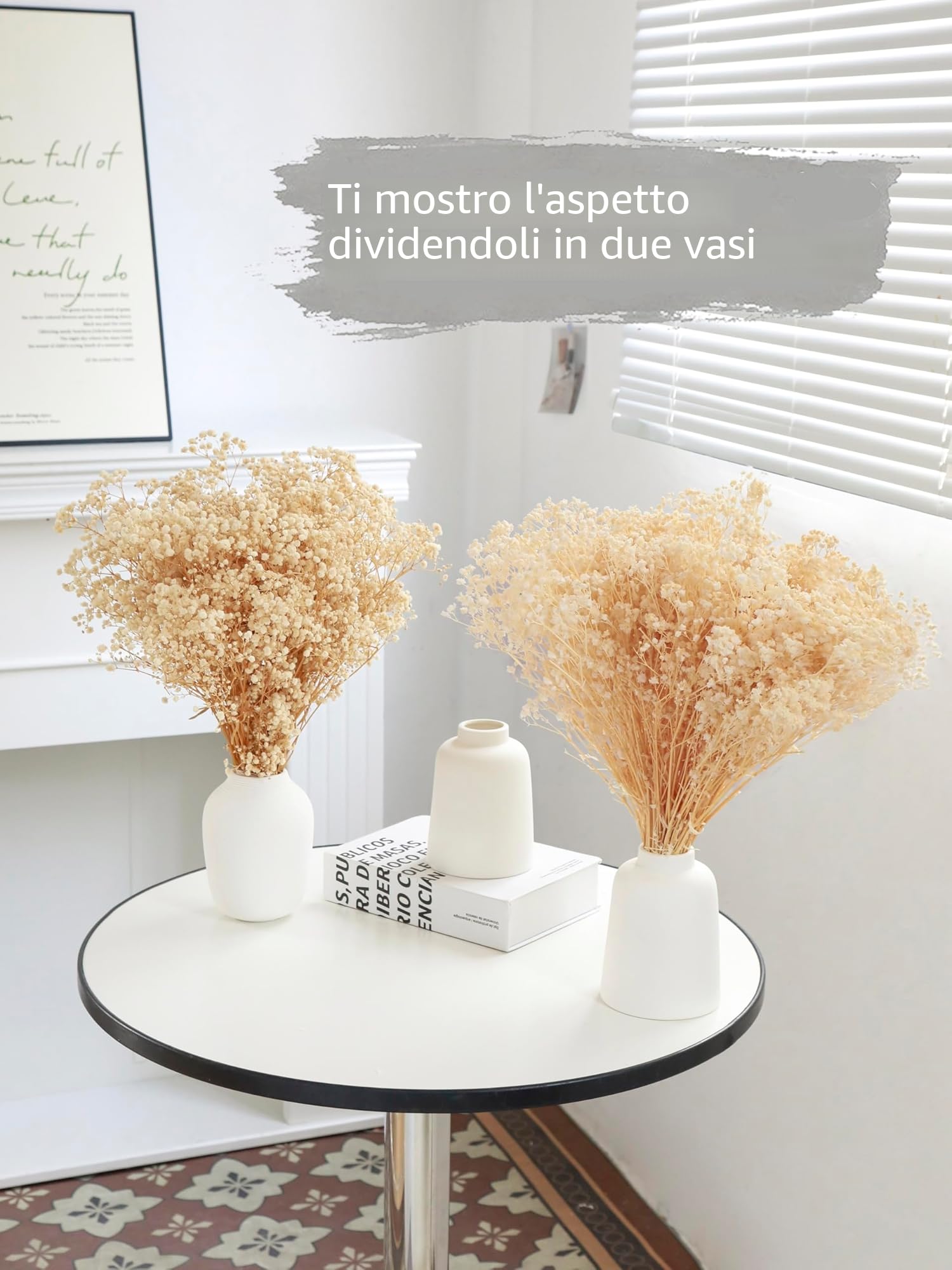 Gypsophila Essiccata Bouquet Fiori Secchi 17 pollici 3500+ fiori bianchi avorio