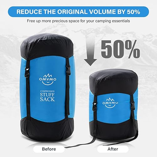 Miniatura 3 de OMVMO Saco de dormir, 11L18L30L45L52L, saco de compresión resistente al agua, bolsa de almacenamiento de nailon ultraligero antidesgarros,
