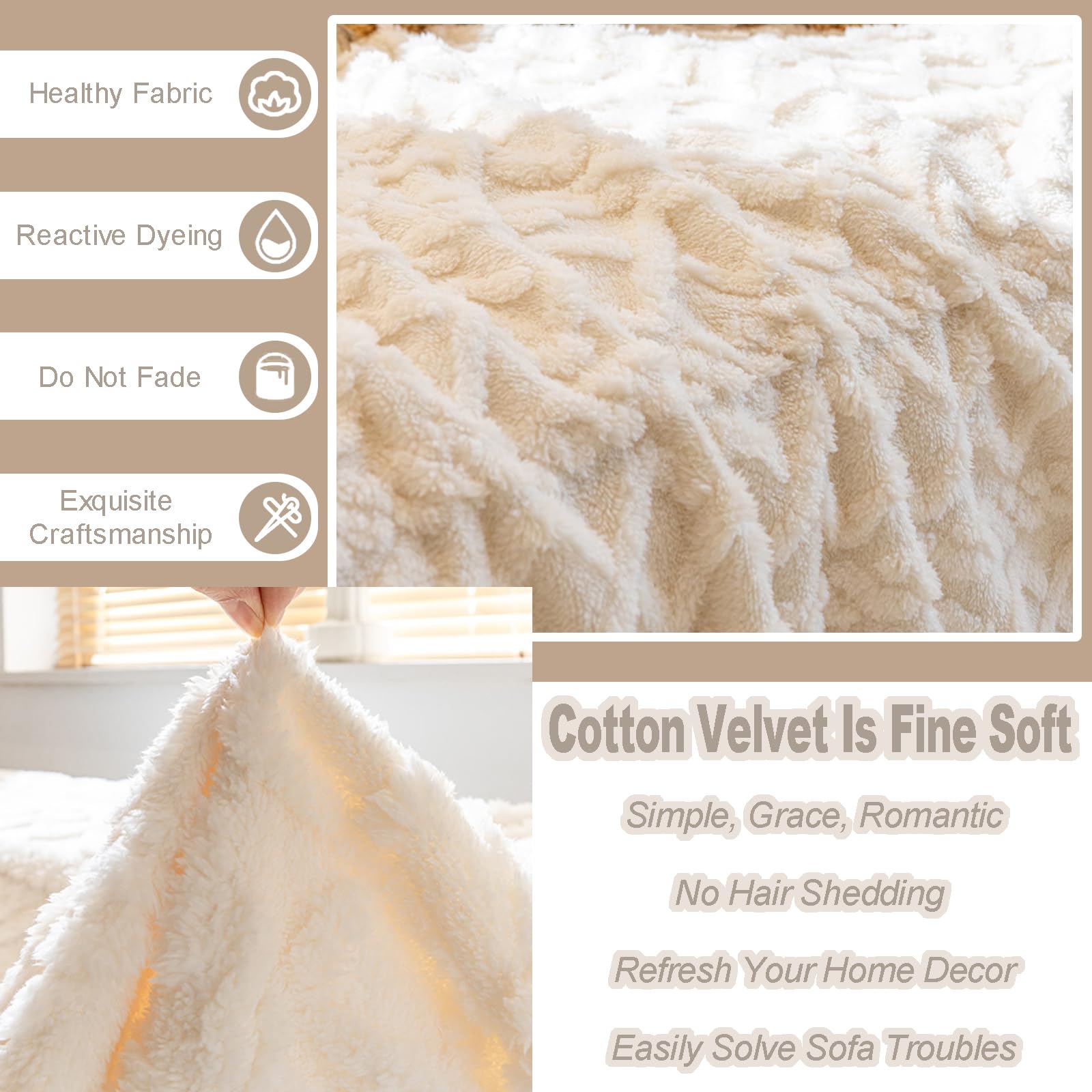 Housse Jeté De Canapé en Peluche 1 2 3 4 Places Serviette De Canapé en AntidéRapant Couverture De Canapé Protectrice Contre Les Rayures De Chat pour Canapé en Forme De L/U(180X230cm,White)
