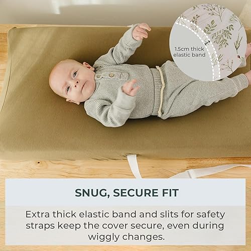 Miniatura 4 de Pobibaby Paquete de 2 fundas de cambiador de alta calidad para niños, fundas de algodón ultrasuave y transpirable para cambiadores de pañales -