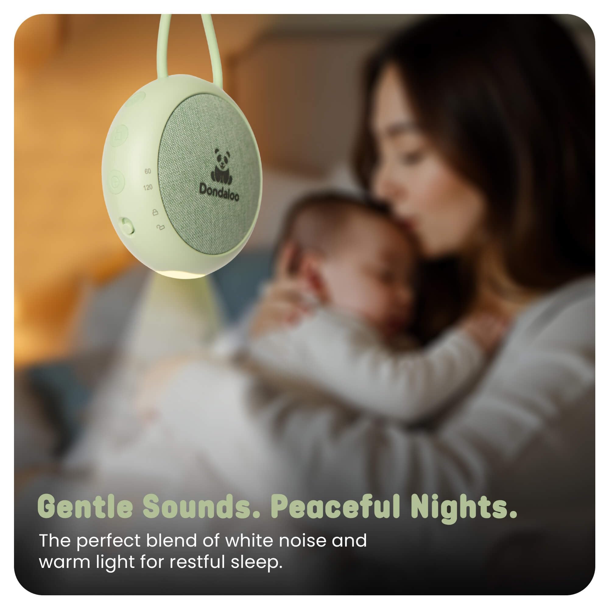 Tragbare White Noise Machine für Baby & Kinder - Soundmaschine mit 10 ausgewählten beruhigenden Sounds, Nachtlicht, Auto-Off-Timer, Lautstärkeregler, USB-C wiederaufladbar, Kindergarten