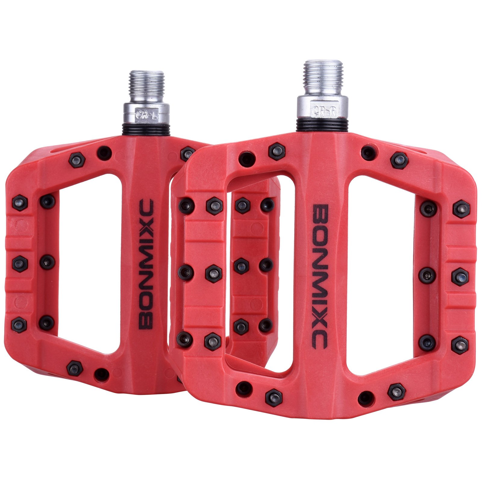 Pédales Plates Aluminium VTT/BMX/DH 9/16 - Rouge - Lot D'1 Paire (neuf)