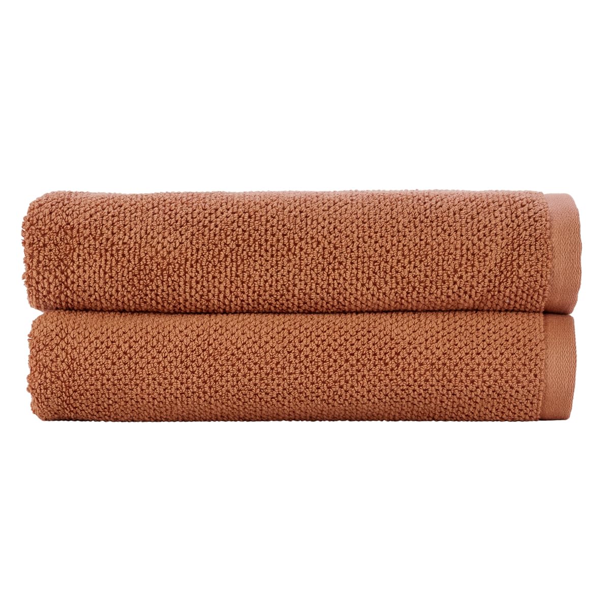 Christy Brixton Bath Towel Set | Pack of 2 | Invigorating Textured Finish | Super Absorbent | Luxury Bathroom Towels | Terracotta Orange Brown