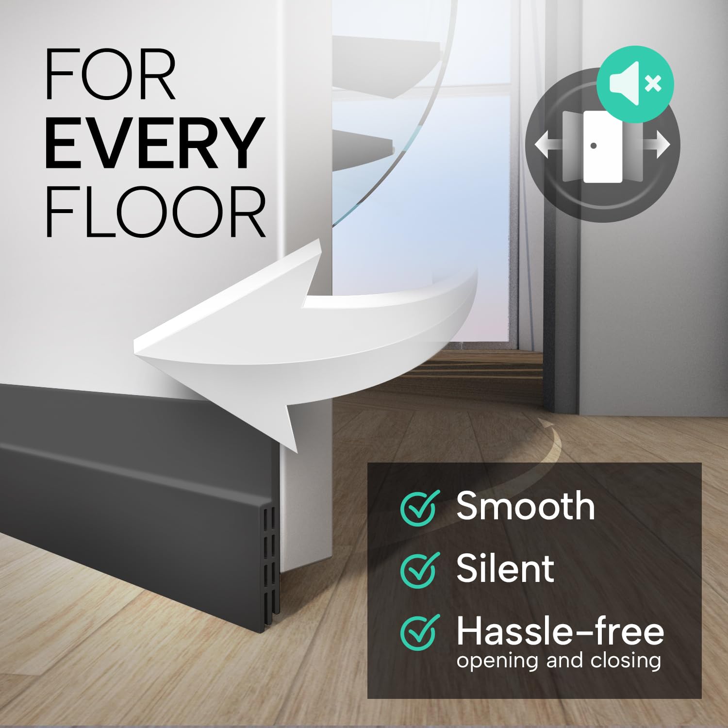 Vellure® Door Draft Stopper for Bottom of Door - Premium Door Sweep for Bottom of Door/Weather Stripping Door Seal (Save Energy – installs Quickly and Easily) Door Strip (1, Black) 2