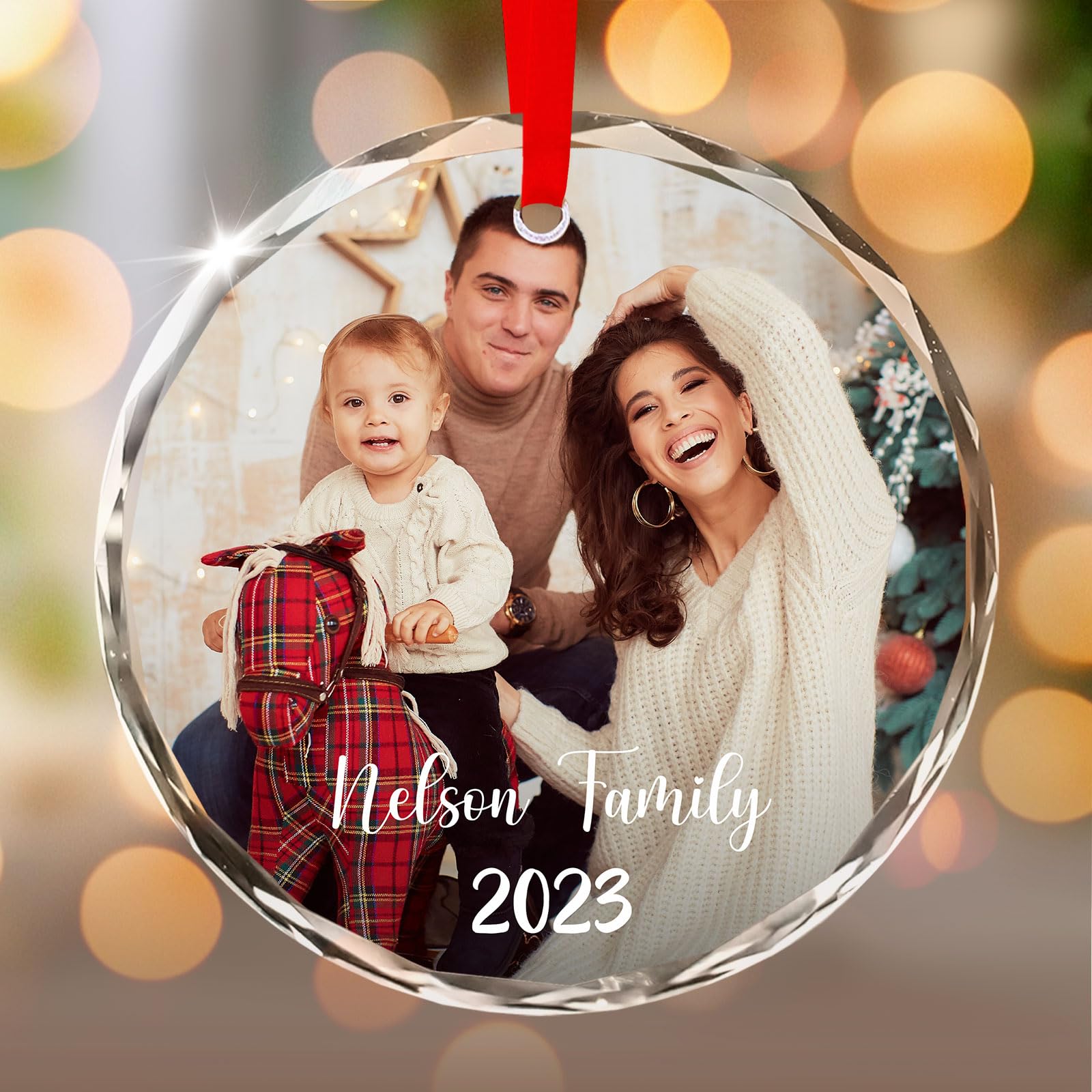 Personalised Christmas Bauble Family Christmas Tree Crystal Decorations Custom Memorial Xmas Gifts for Mom Dad Family Kids Friends — image 1