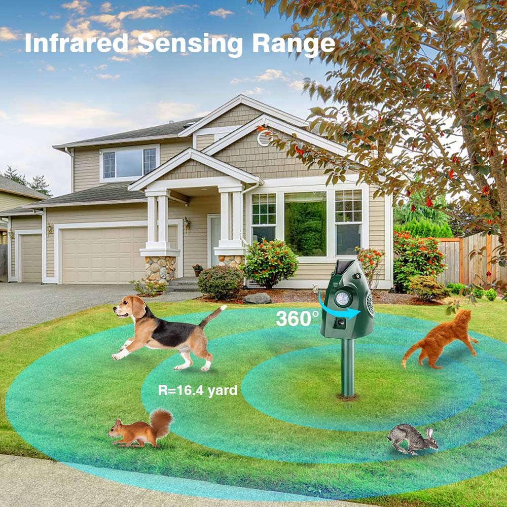 Repelente Ultrasónico para Gatos Exteriores, Repelente Palomas Ultrasónico Solar, Ahuyentador de Pajaros Animales, Carga USB Repelente Gatos Jardín Auyentar Perros, Palomas, PáJaros