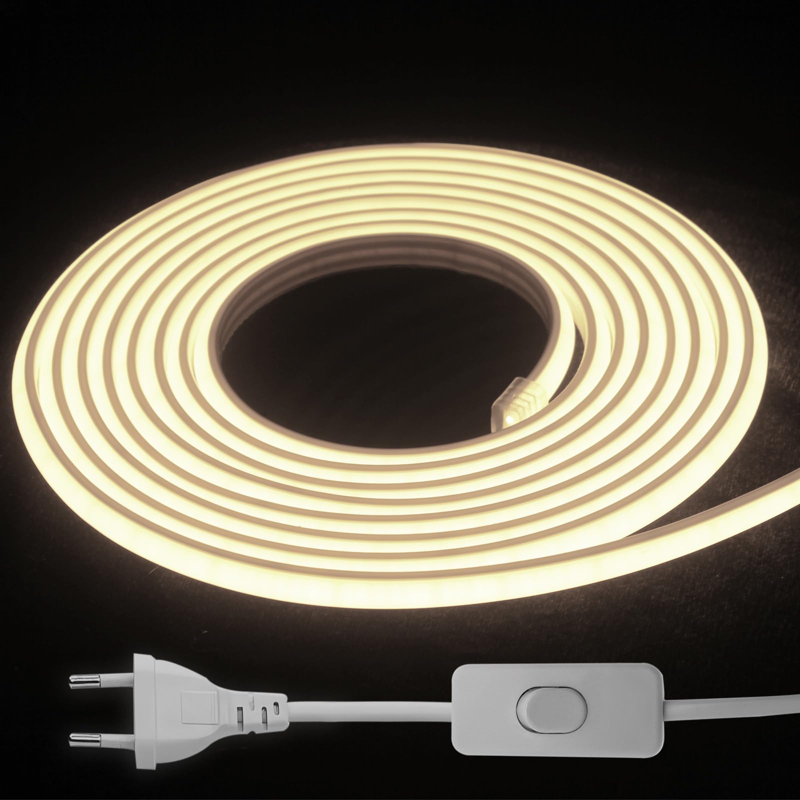 STHomedeco Tira LED COB - Striscia Adesive 220v Da Interno Esterno Impermeabile, Alta LuminositÃ Striscia IP65, Strip LED per Commerciale, Camera da letto (Bianco Caldo 3000k, 8M)