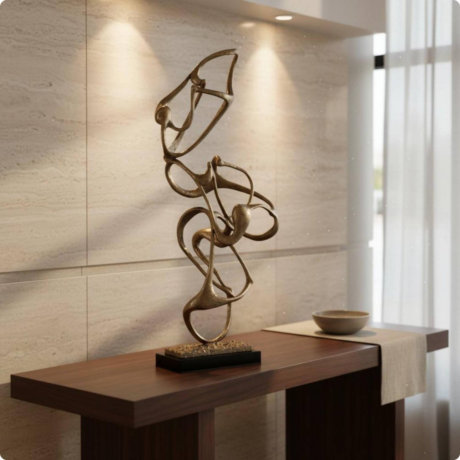 2 Piezas Escultura Decorativa Escultura Geométrica Figura Estatua Metálica con Líneas Fluidas y Efecto Visual Profundo para Realzar Encimeras Adecuada, Color to 3, Bajo