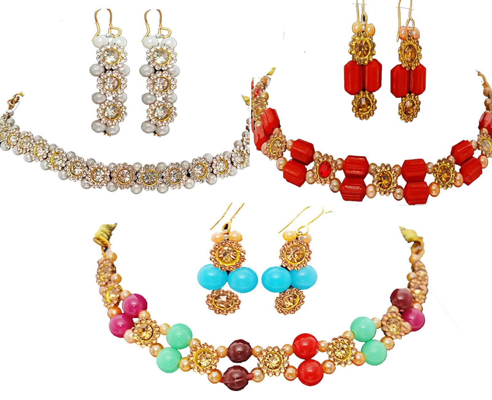 SM STORE Adorable Light Weight Fashion Jewellery Set of 3 Necklace Combo for Women and Girls. (1 White, 1 Red, 1 Multicolor) (B0C4Y5PV3P) Amazon Price History, Amazon Price Tracker