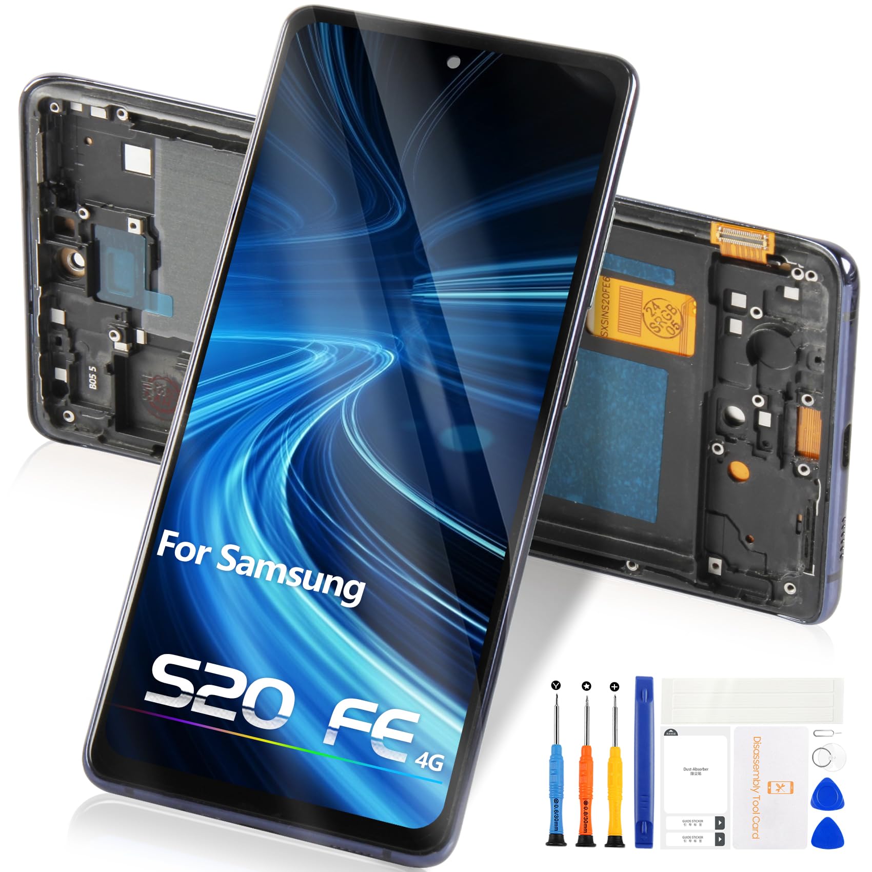 Reparo Écran pour Samsung Galaxy S20 FE 4G LCD Display pour Samsung S20 FE 5G Écran Tactile Remplacement Assemblé Réparation Kits G780 G781B G781U (Noir avec Cadre, sans Empreintes Digitales)