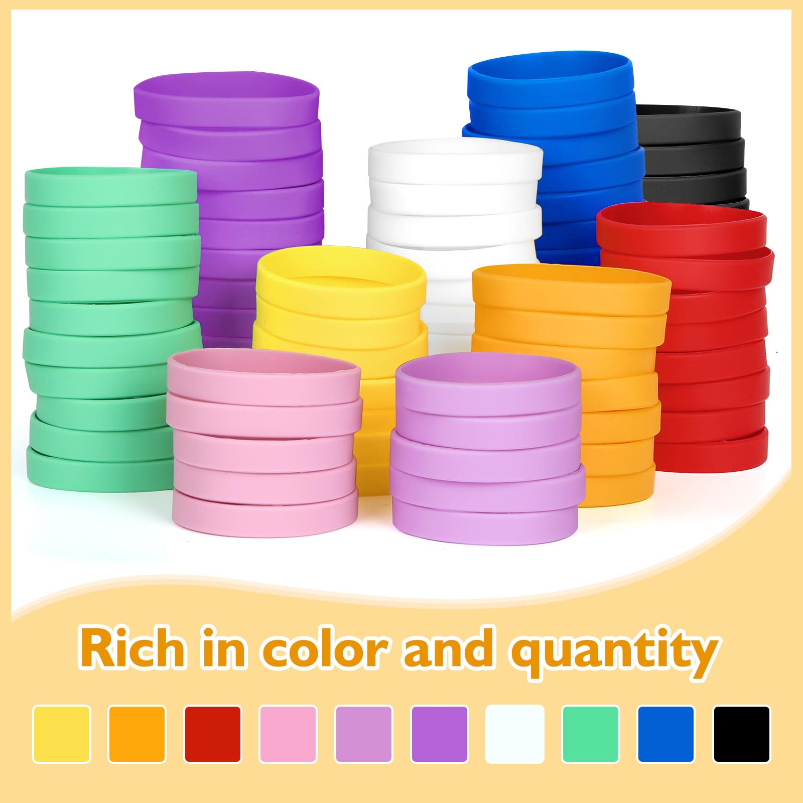 Braccialetti in Gomma in Silicone 8'' 25 Pezzi Arancione Vuoto Elastici