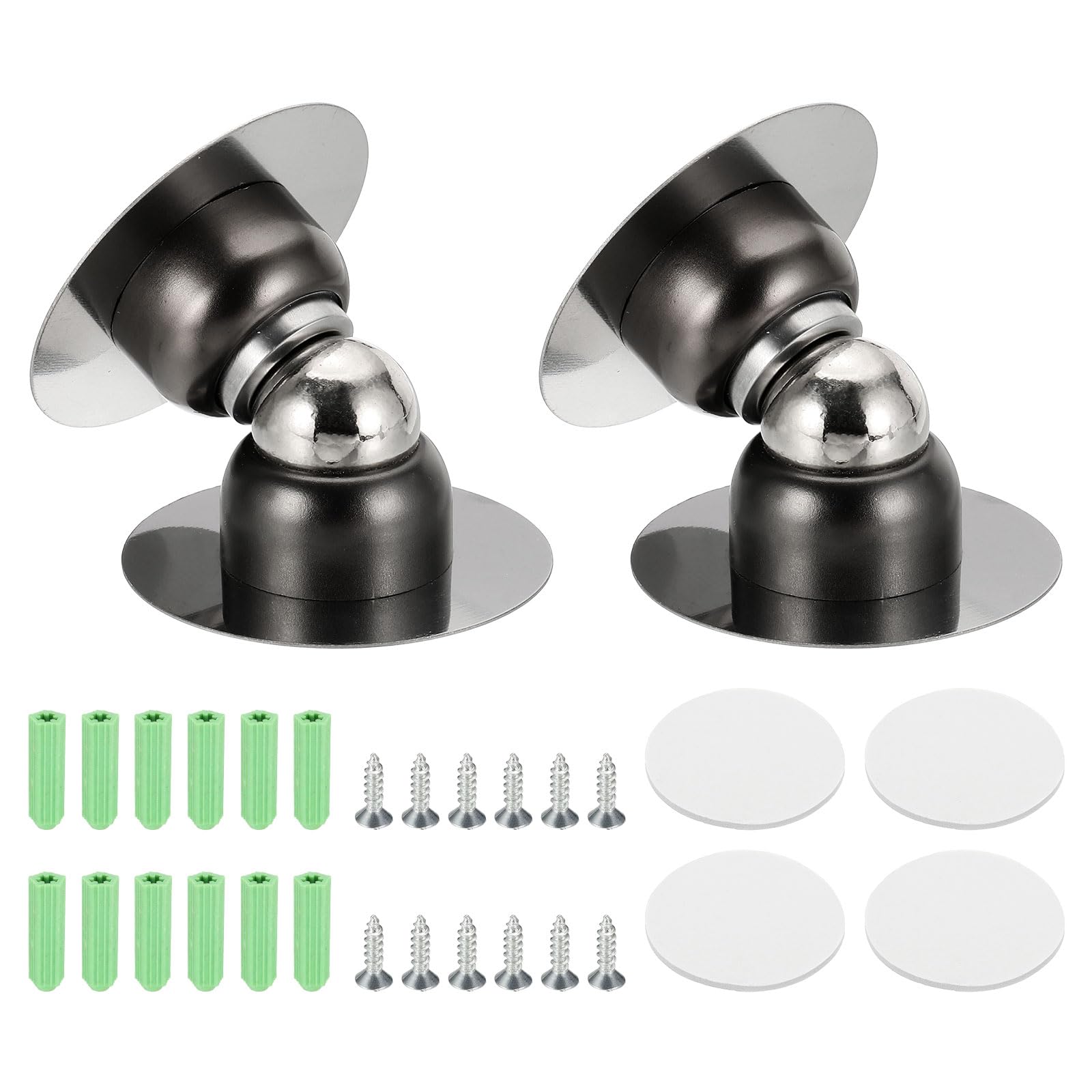 sourcing map 2PCS 1.9" Magnetic Door Stoppers, Wall Floor Mounted Magnetic Door Catch Holder, Stainless Steel Door Stops for Bedroom, Bathroom, Kitchen, Office, Gray