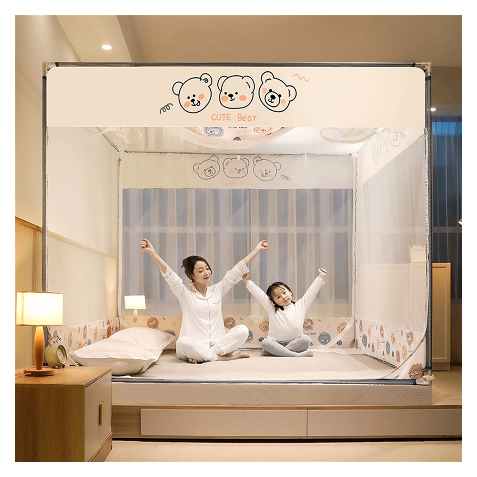 Moustiquaire pliable lit rideaux pop up 3 portes pour chambre et camping
