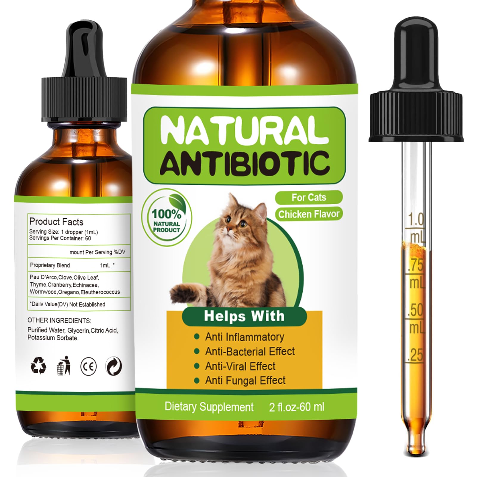Natural Antibiotics for Cats,Cat Antibiotic,Cats Multivitamin,Immune Support,Supports Allergy Itch Relief,Cat Supplements,Allergy Support