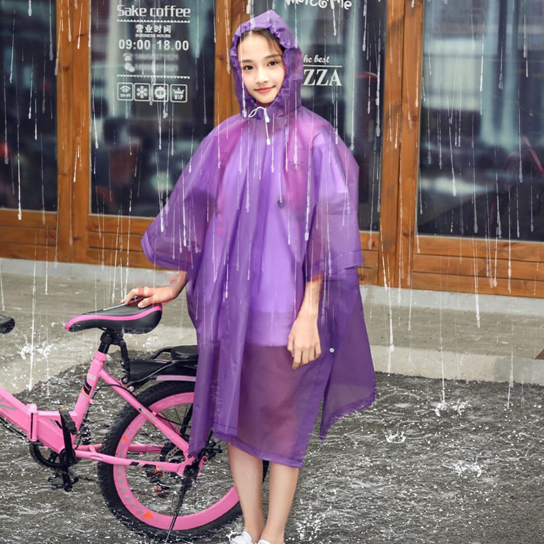 Poncho de Lluvia para Niños, Impermeable de Eva Reutilizable, Capa de Lluvia Transparente Plegable, para Viajes Escolares, Senderismo, Ciclismo Al Aire Libre