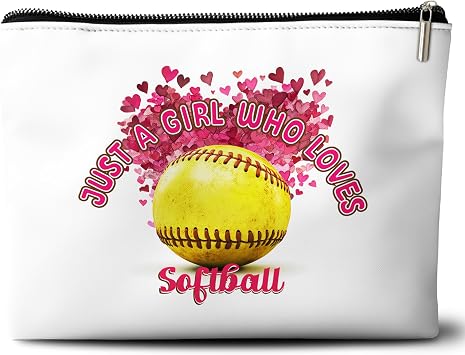 Softball Gifts for Girls Makeup Bag, Girls Softball Gifts Organizer Bag. 10x7 Inches