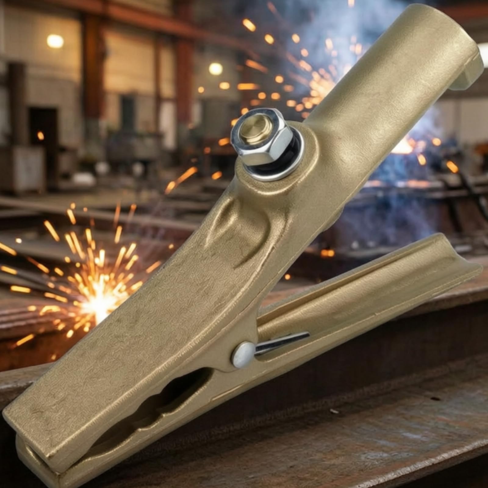 Abrazadera de para Soldadura Abrazadera Tierra Pinza con Fuerte Conexión Fija Carcasa Compacta Terminal Rápido Latón Cobre Adecuada para Talleres Reparaciones Tareas Profesionales y Bricolaje