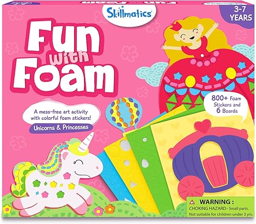 Miniatura 5 de Skillmatics Dot It & Fun with Foam Unicornios y Princesas Paquete temático, kits de arte y manualidades, actividades de bricolaje para niños