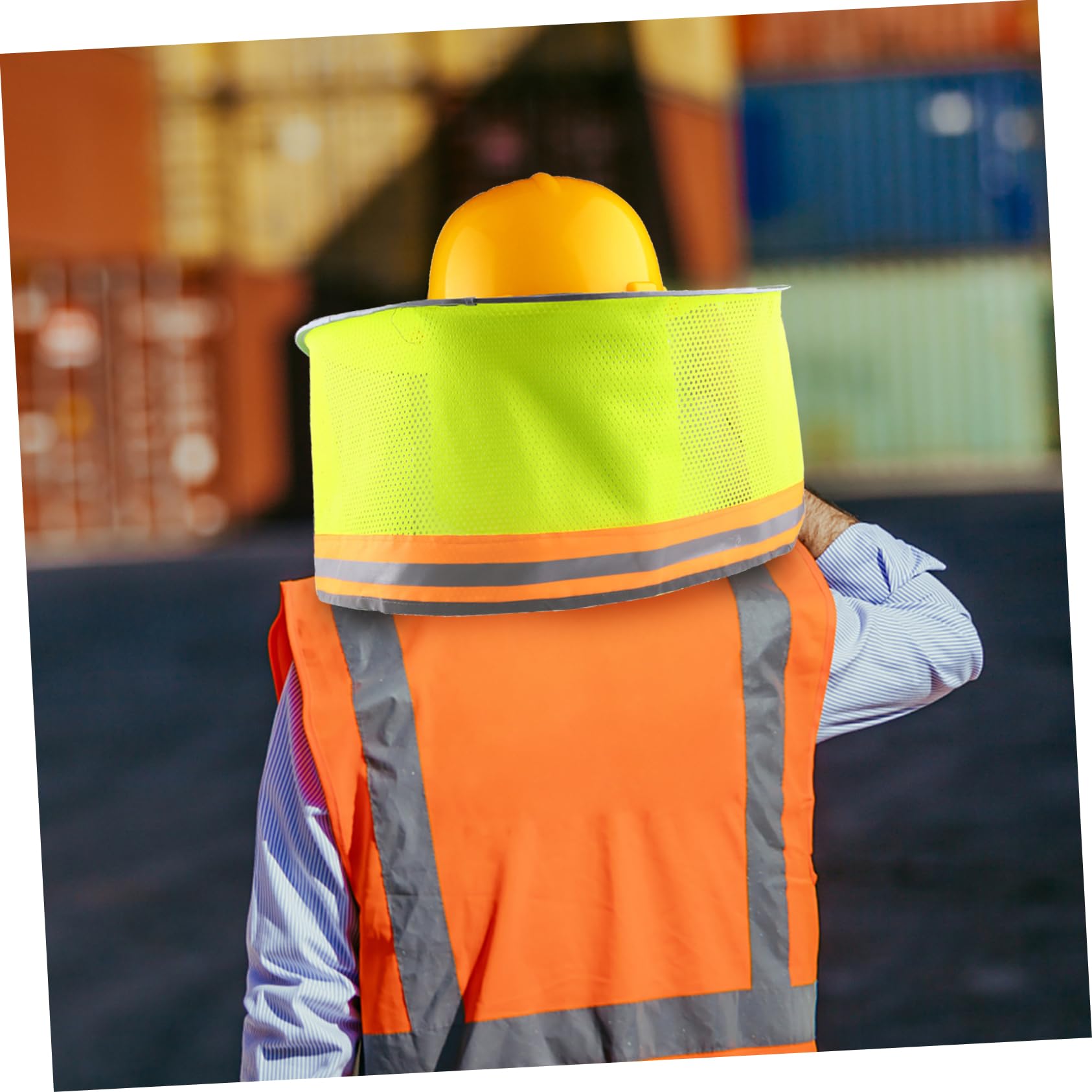 2 piezas de protección solar reflectante para casco protector de ala completa protección de cuello transpirable de alta visibilidad naranja neón para obras y actividades al aire libre