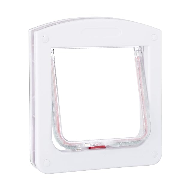 Relaxdays Gatera Magnética, Puerta para Gatos y Perros Pequeños, 4 Modos, Magnética, Plástico, 1 Ud.