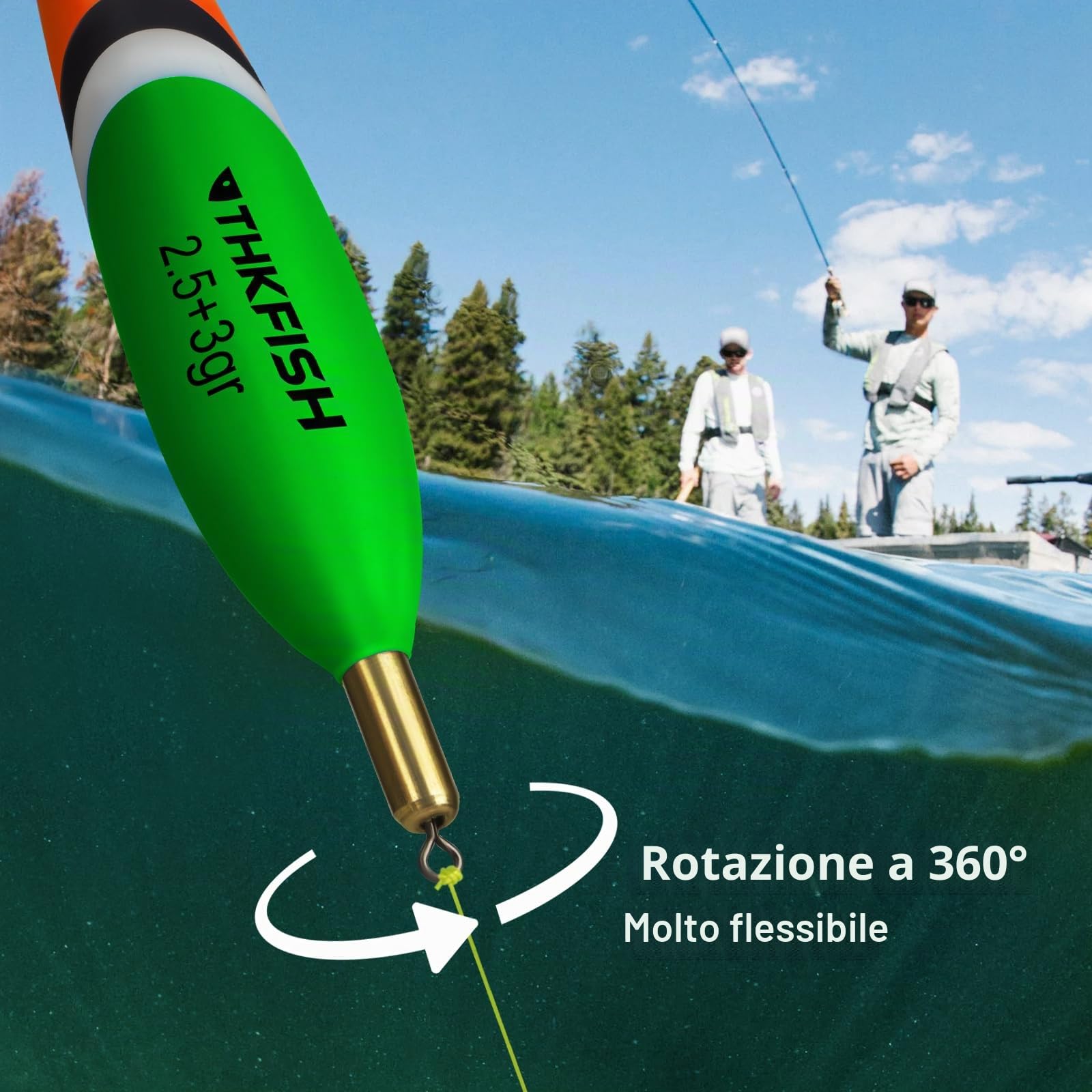 THKFISH Set di 5 galleggianti da pesca in legno con colori vivaci, 2,5 + 3 g/2,5 + 2,5 g/2,5 + 2,5 g/2,0 + 2,0 g/1,2 + 2,0 g/1,5 + 1,5 g (A)